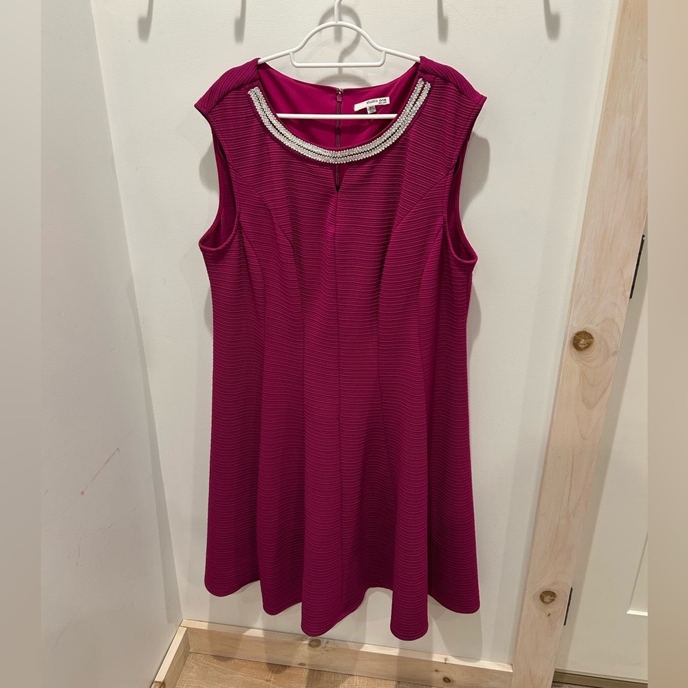 Studio One New York Magenta Embellished Neckline Dress Size 18W